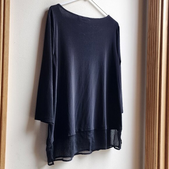 Easywear By Chico's Semi-Sheer Black Scoop Neck Blouse Size 2X - Picture 13 of 16